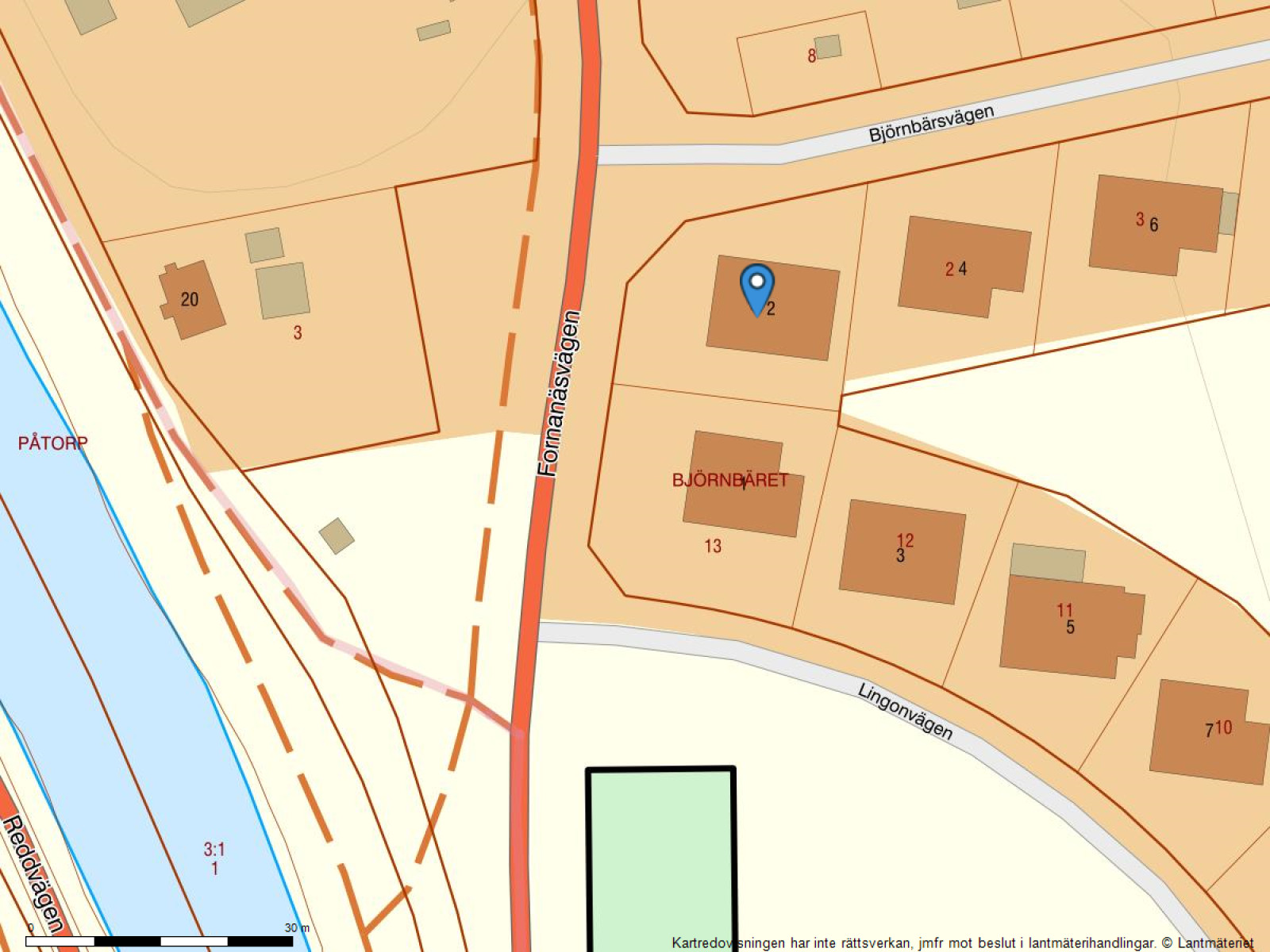 Fastighetskarta Björnbärsvägen 2