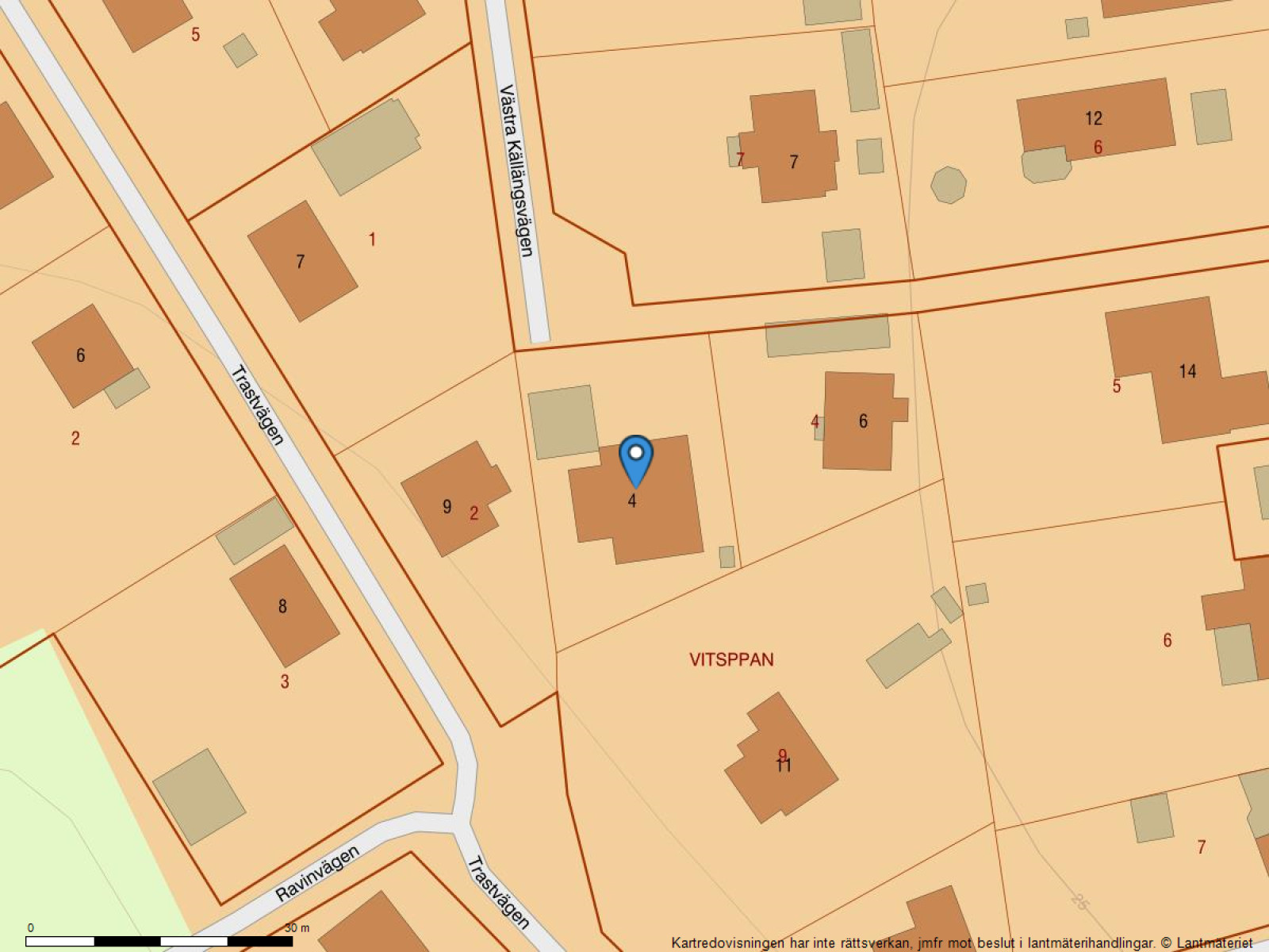 Fastighetskarta Västra Källängsvägen 4