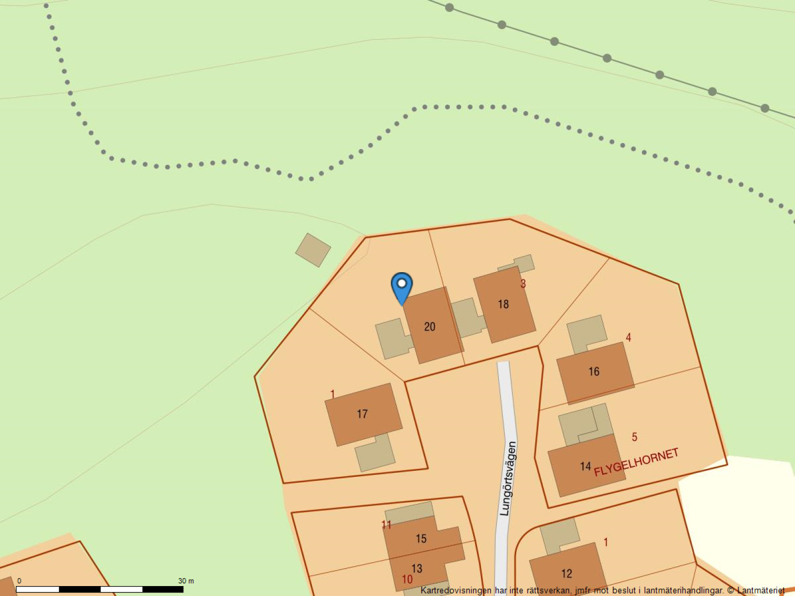 Fastighetskarta Lungörtsvägen 20
